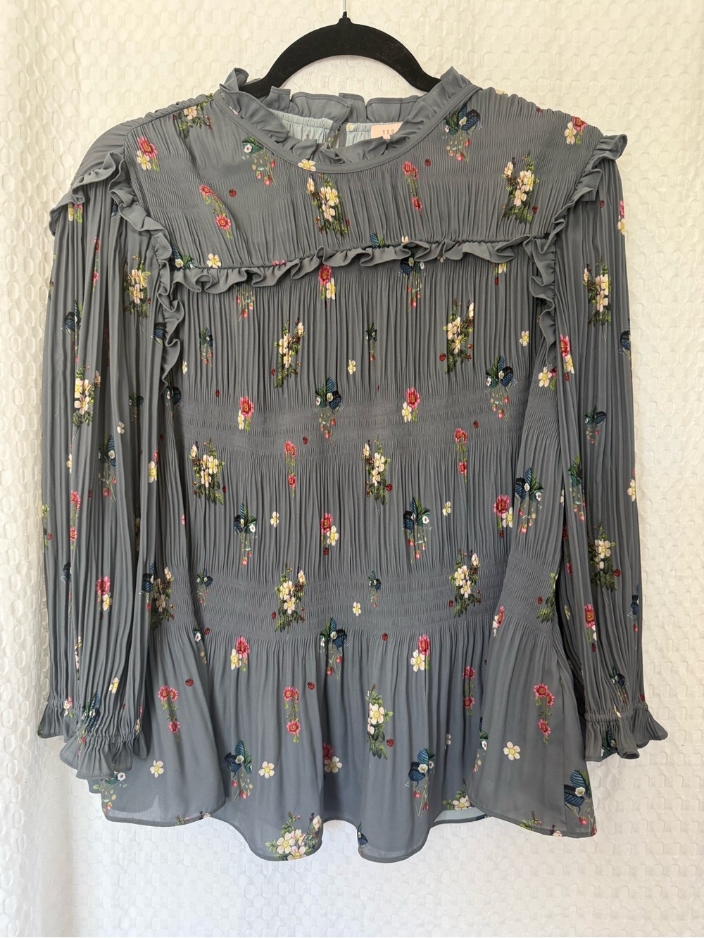 Ted Baker Floral Pleated Ruffle Peplum Blouse NWOT Cottagecore 1